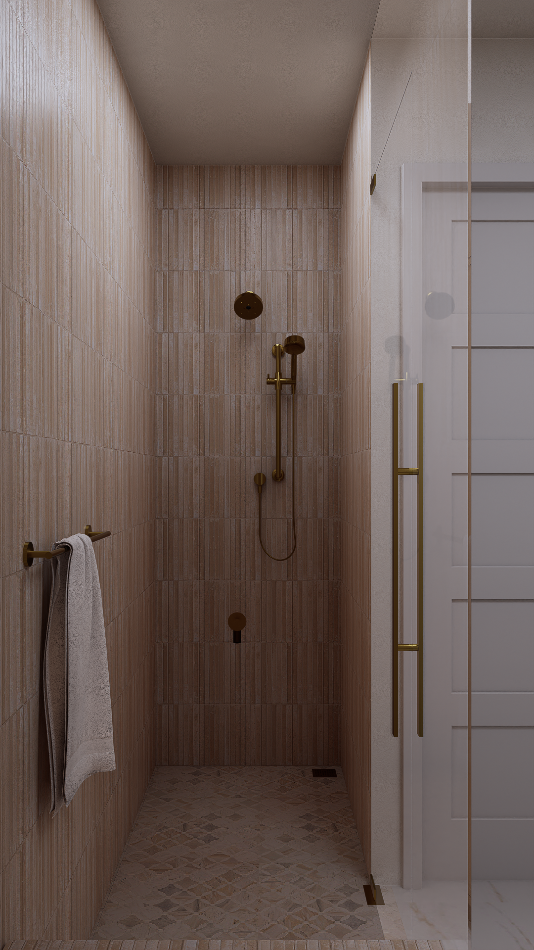 Master bath shower detail rendering